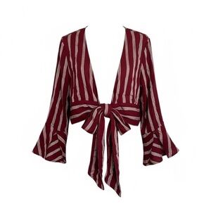 Beach Riot Maroon Moon Beam Bali Tie Crop Top Size S Striped Travel Coconut Girl